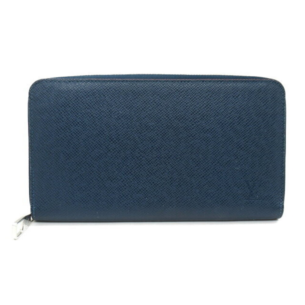 Louis Vuitton Zippy Organizer Long Wallet Leather Taiga Navy Blue